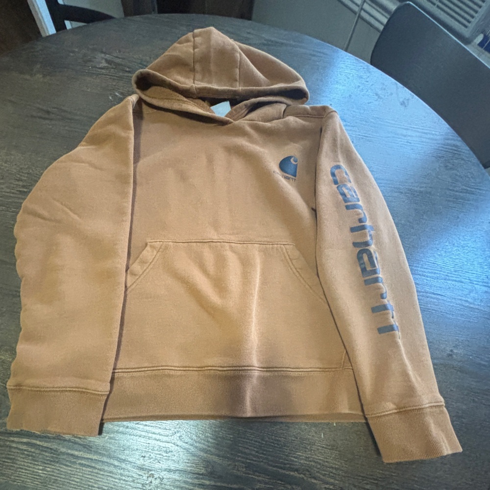 Carhartt Brown Hoodie with Blue Logo
